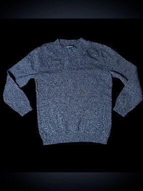 90’s Fashion Bug Heathered Dark Blue/Gray V-Neck Sweater